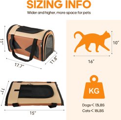 Gapzer Soft Sided Collapsible Airline Approved Dog & Cat Carrier Bag, 17.7 x 11 x 11.8-in, Brown slide 2 of 9