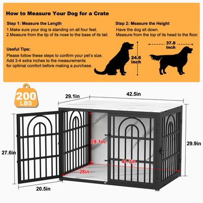 Show full view: Invenho Marble Grained Heavy Duty Furniture Style End Table Dog Crate, 42 inch slide 9 of 9
