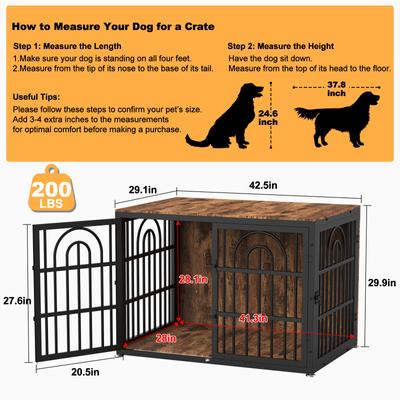 Show full view: Invenho Flame Grained Wooden Heavy Duty Furniture Style End Table Dog Crate, 42 inch slide 9 of 9
