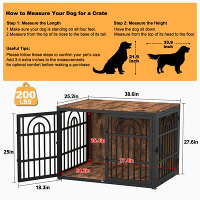 Show full view: Invenho Flame Grained Wooden Heavy Duty Furniture Style End Table Dog Crate, 38 inch slide 9 of 9