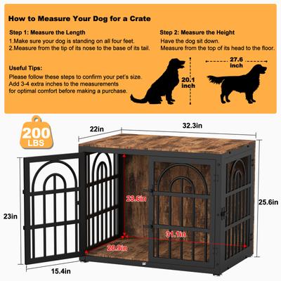 Show full view: Invenho Flame Grained Wooden Heavy Duty Furniture Style End Table Dog Crate, 32 inch slide 9 of 9
