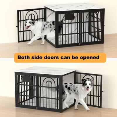 Show full view: Invenho Marble Grained Heavy Duty Furniture Style End Table Dog Crate, 46 inch slide 7 of 9