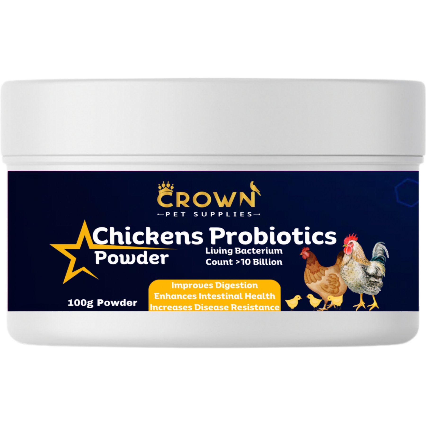 Crown Pet Supplies Probiotics Over 10 Billions Beneficial Bacteria Powder Chicken Supplement, 3.53-oz jar