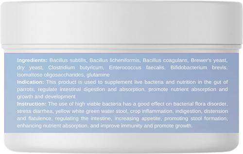 Show full view: Crown Pet Supplies Probiotic Over 10 Billions Bacteria Powder Parrot Supplement, 3.53-oz jar slide 2 of 7