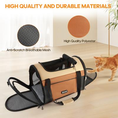 Show full view: Gapzer Soft Sided Collapsible Airline Approved Dog & Cat Carrier Bag, 17.7 x 11 x 11.8-in, Brown slide 4 of 9