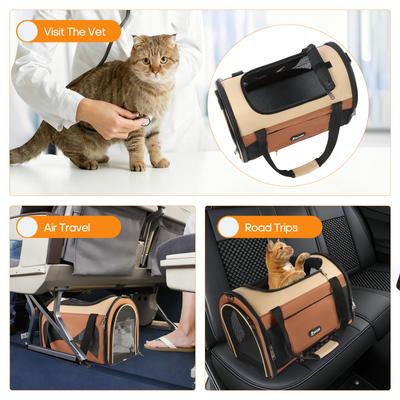 Show full view: Gapzer Soft Sided Collapsible Airline Approved Dog & Cat Carrier Bag, 17.7 x 11 x 11.8-in, Brown slide 9 of 9
