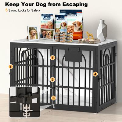 Show full view: Invenho Marble Grained Heavy Duty Furniture Style End Table Dog Crate, 46 inch slide 4 of 9