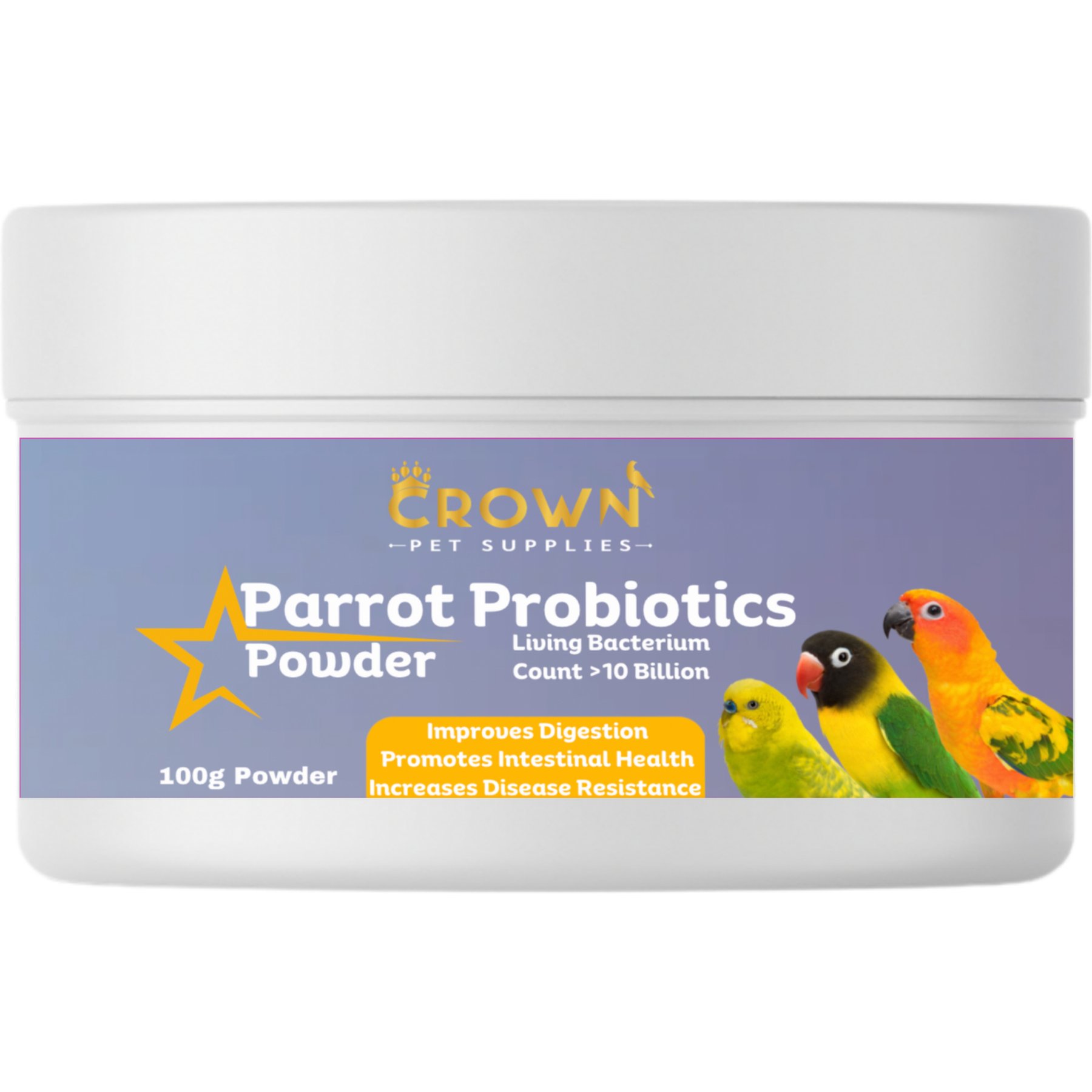 Crown Pet Supplies Probiotic Over 10 Billions Bacteria Powder Parrot Supplement, 3.53-oz jar