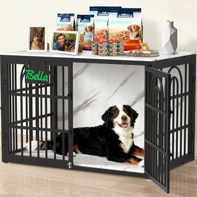 Show full view: Invenho Marble Grained Heavy Duty Furniture Style End Table Dog Crate, 46 inch slide 2 of 9