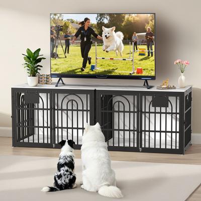 Show full view: Invenho Marble Grained Heavy Duty Furniture Style End Table Dog Crate, 46 inch slide 8 of 9