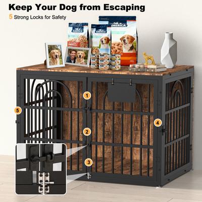 Show full view: Invenho Flame Grained Wooden Heavy Duty Furniture Style End Table Dog Crate, 32 inch slide 4 of 9