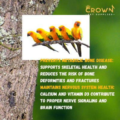 Show full view: Crown Pet Supplies Calcium & Vitamin D3 Powder Bird Supplement, 3.53-oz jar slide 6 of 8