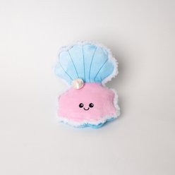 Bundle x Joy Oyster & Pearl Surprise Squeaky Crinkle Plush Dog Toy, Pink & Blue, Medium