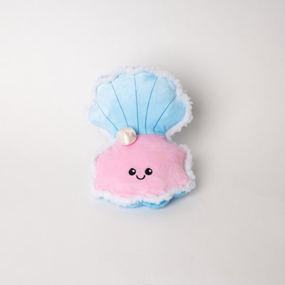 Bundle x Joy Bundle x Joy Oyster & Pearl Surprise Squeaky Crinkle Plush Dog Toy, Pink & Blue, Medium