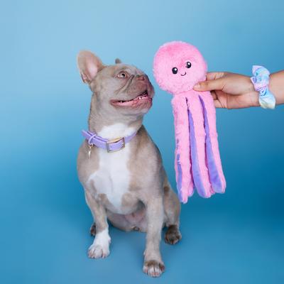 Show full view: Bundle x Joy Octopus Crinkle Legs Squeaky Plush Dog Toy, Pink & Purple, Medium slide 3 of 5