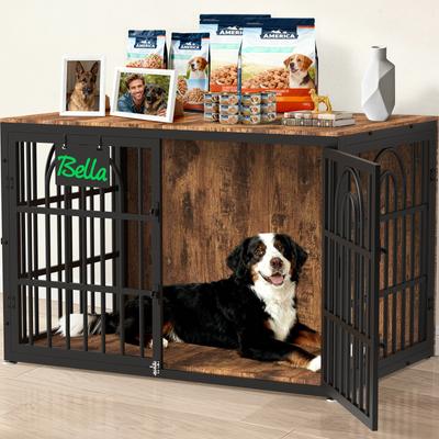 Show full view: Invenho Flame Grained Wooden Heavy Duty Furniture Style End Table Dog Crate, 46 inch slide 2 of 8