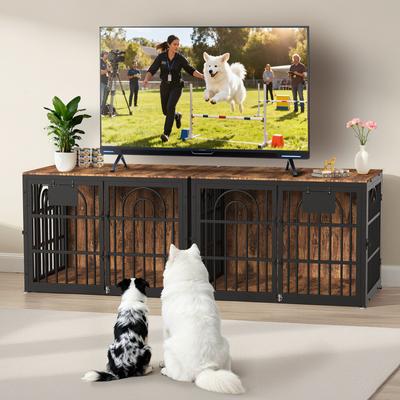 Show full view: Invenho Flame Grained Wooden Heavy Duty Furniture Style End Table Dog Crate, 32 inch slide 8 of 9