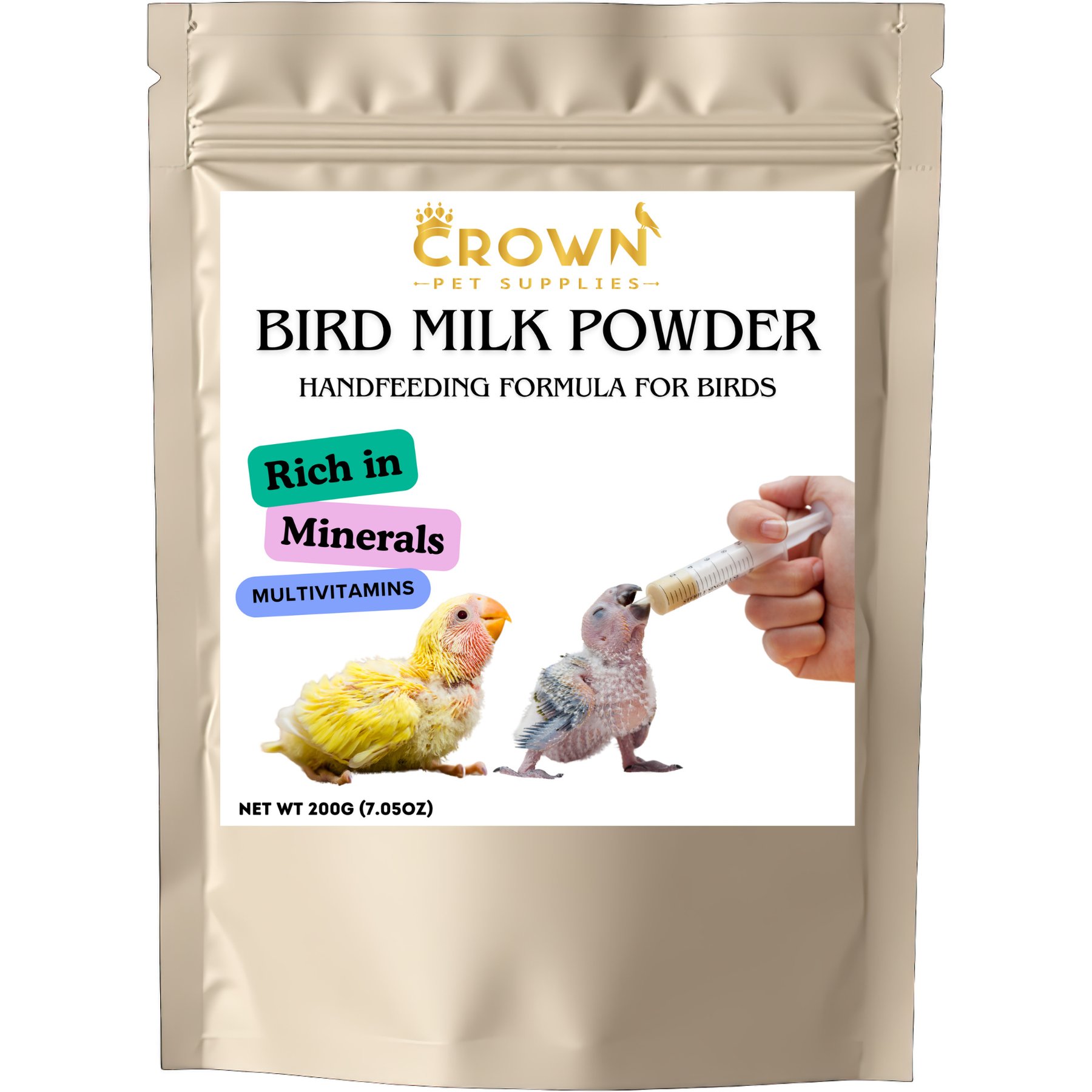 Crown Pet Supplies Hand Feeding Formula Full of Multivitamin Bird Supplement, 7.055-oz bag