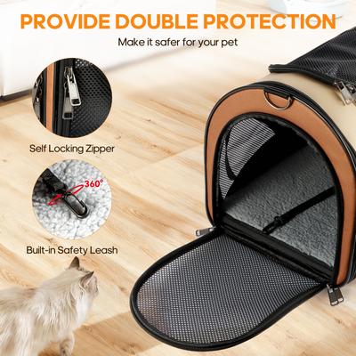 Show full view: Gapzer Soft Sided Collapsible Airline Approved Dog & Cat Carrier Bag, 17.7 x 11 x 11.8-in, Brown slide 7 of 9