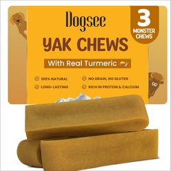 Dogsee Himalayan Yak Cheese with Turmeric/Curcumin Dog Chew Treats, Monster, 3 count