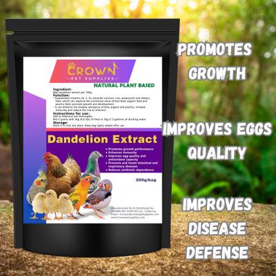 Show full view: Crown Pet Supplies Dandelion Extract Powder Bird Supplement, 7.055-oz bag slide 3 of 5