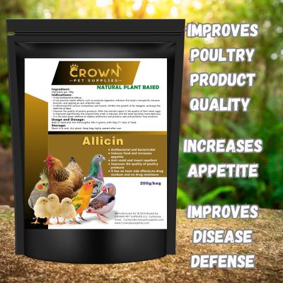 Show full view: Crown Pet Supplies Allicin Antibacterial & Bactericidal Powder Bird Supplement, 7.055-oz bag slide 3 of 5