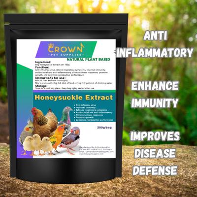 Show full view: Crown Pet Supplies Honeysuckle Extract Powder Bird Supplement, 7.055-oz bag slide 3 of 5