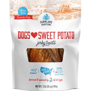 Farmland Traditions Dogs Love Sweet Potato Jerky Dog Treats, 32-oz bag