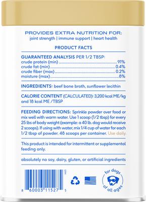 Show full view: Native Pet Relief Chicken Joint Supplement, 60 count + Beef Bone Broth Powder Dog & Cat Food Topper, 4.75-oz slide 6 of 8
