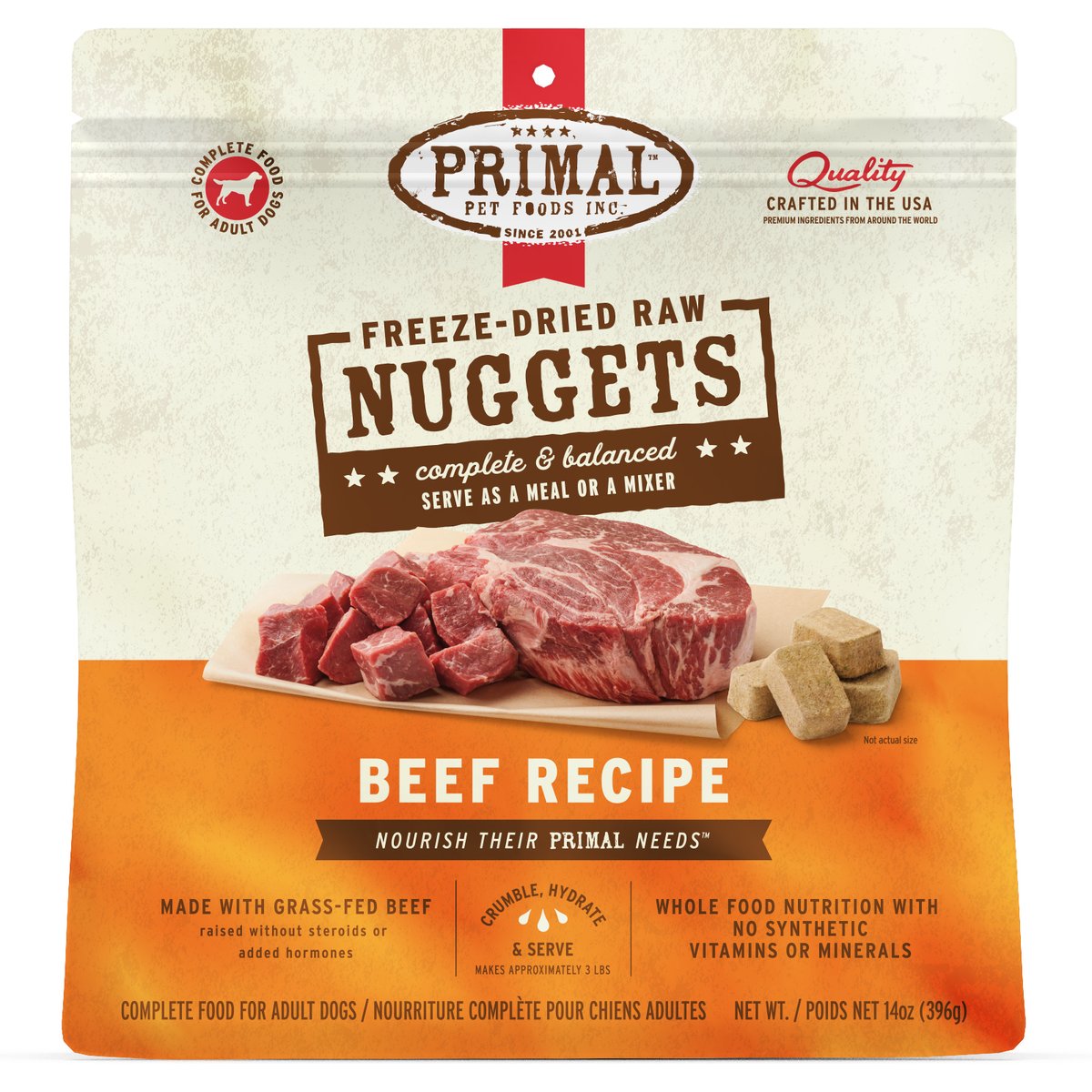 Primal Beef Formula Nuggets Grain-Free Raw Freeze-Dried Dog Food, 28-oz bundle