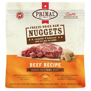 Primal Beef Formula Nuggets Grain-Free Raw Freeze-Dried Dog Food, 14-oz bag