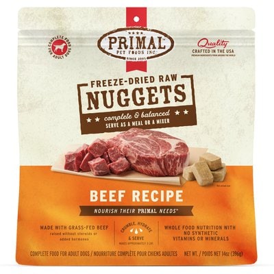 Primal Primal Beef Formula Nuggets Grain-Free Raw Freeze-Dried Dog Food, 28-oz bundle