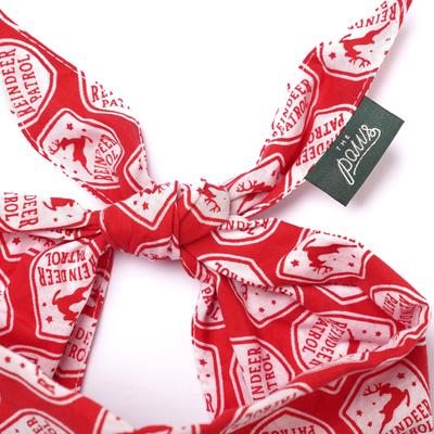 Show full view: The Paws Christmas Reindeer Patrol Dog Bandana, Red, Large slide 5 of 6