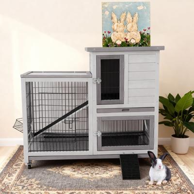 Show full view: FunXplore Rabbit Hutch Indoor & Outdoor with 2 Pull-out Trays, Grey slide 8 of 8