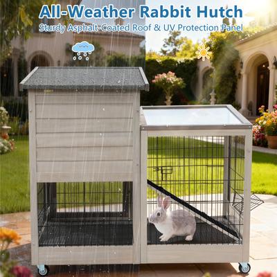 Show full view: FunXplore Rabbit Hutch Indoor & Outdoor with 2 Pull-out Trays, Grey slide 5 of 8