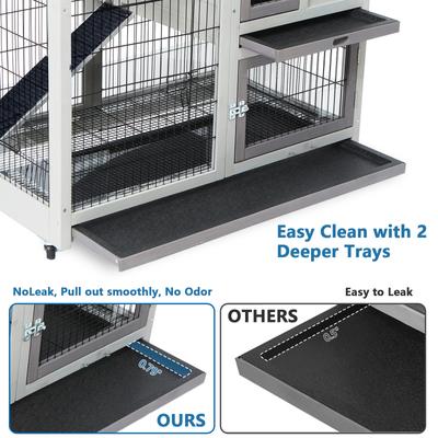 Show full view: FunXplore Rabbit Hutch Indoor & Outdoor with 2 Pull-out Trays, Grey slide 3 of 8