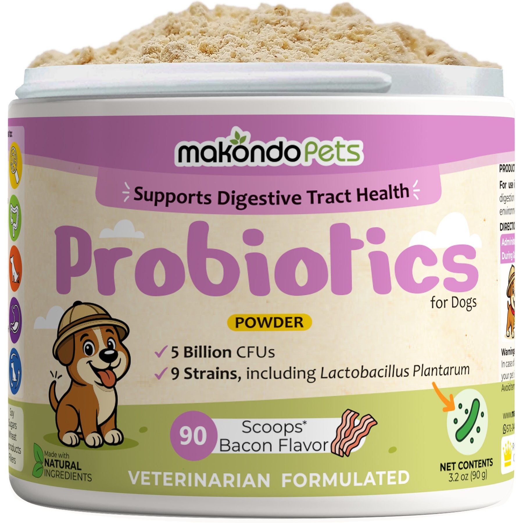 Makondo Pets 5B Digestive Health Probiotic Dog Supplement, 3.17-oz jar