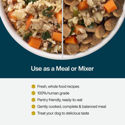 Show full view: JustFoodForDogs JustFresh Human Grade Home-Cooked Chicken & Beef Fresh Dog Food Combo, 12-oz pouch, case of 14 (7 Beef + 7 Chicken) slide 2 of 7