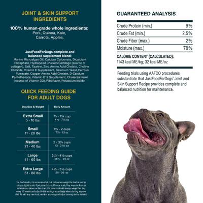 Show full view: JustFoodForDogs Sensitive Skin & Stomach Variety Pack Human-Grade Fresh Whole Dog Food, 18-oz pouch, case of 7 slide 8 of 11