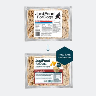 Show full view: JustFoodForDogs Veterinary Diet Metabolic Support Frozen Human-Grade Fresh Dog Food, 18-oz pouch, case of 7 slide 8 of 11
