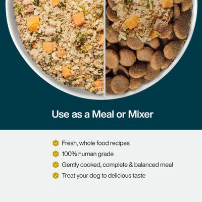 Show full view: JustFoodForDogs Chicken & Rice Recipe Frozen Human-Grade Fresh Dog Food, 72-oz pouch, case of 7 slide 6 of 12