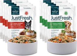JustFoodForDogs JustFresh Home-Cooked Beef & Chicken Recipe Fresh Dog Food, 12-oz pouch, case of 8