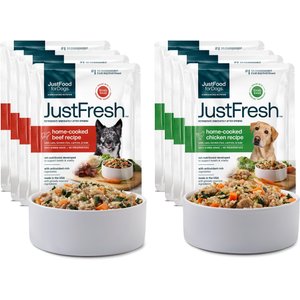 JustFoodForDogs JustFresh Home-Cooked Beef & Chicken Recipe Fresh Dog Food, 12-oz pouch, case of 8