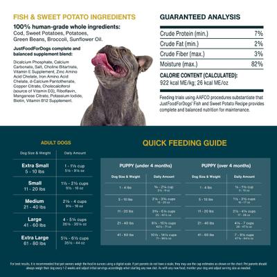 Show full view: JustFoodForDogs Sensitive Skin & Stomach Variety Pack Human-Grade Fresh Whole Dog Food, 18-oz pouch, case of 7 slide 7 of 11