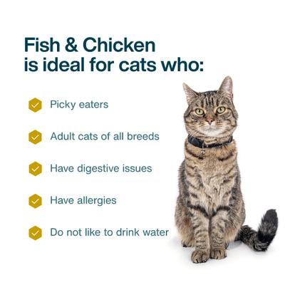 Show full view: JustFoodForCats Fish & Chicken Recipe Frozen Human-Grade Fresh Cat Food, 18-oz pouch, case of 7 slide 4 of 9