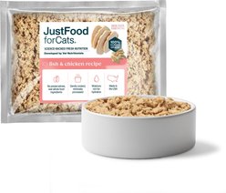 JustFoodForCats Fish & Chicken Recipe Frozen Human-Grade Fresh Cat Food, 18-oz pouch, case of 7 slide 1 of 7