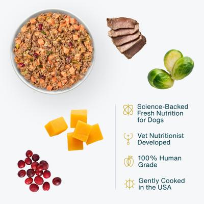 Show full view: JustFoodForDogs Venison & Squash Recipe Frozen Human-Grade Fresh Dog Food, 72-oz pouch, case of 7 slide 3 of 12