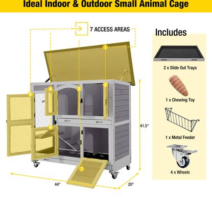 Show full view: Aivituvin Two Story Indoor & Outdoor Rabbit Hutch, 44 x 20 x 41.5-in slide 5 of 8
