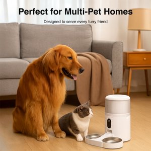 INSTACHEW Purechew Sight Double Smart Automatic Wi-Fi Enabled Pet Feeder with HD Camera, White