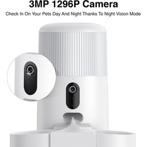 INSTACHEW Purechew Sight Double Smart Automatic Wi-Fi Enabled Pet Feeder with HD Camera, White